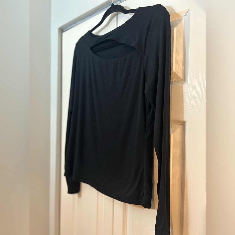 Nine Britton Black Asymmetrical Cutout Long Sleeve Top Size Large